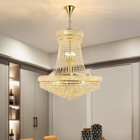 Lámpara colgante de cristal moderna, lámpara de techo decorativa dúplex Lámpara colgante de cristal moderna, lámpara de techo decorativa dúplex