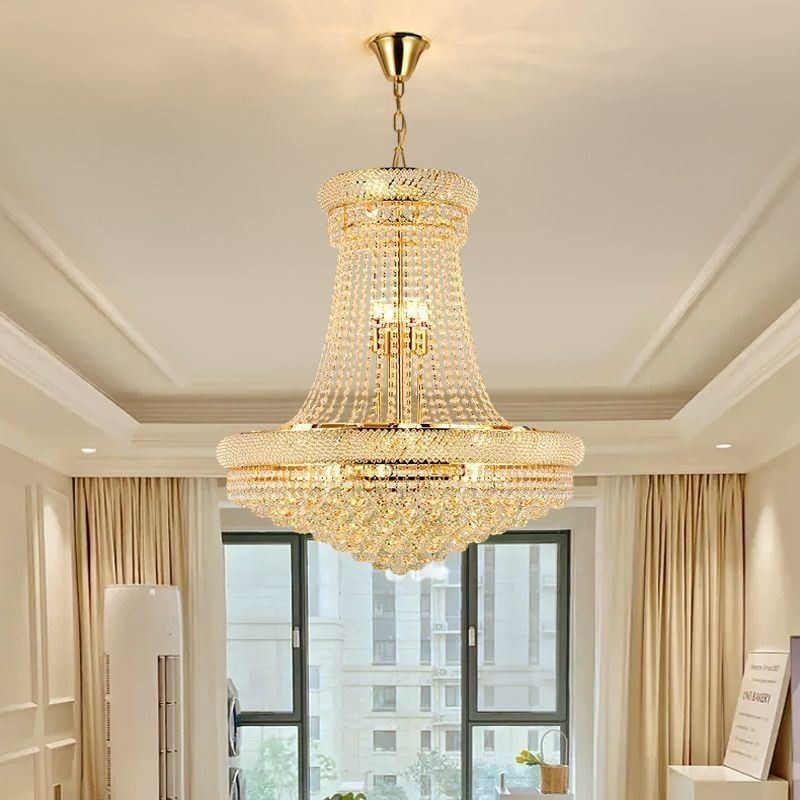 Lámpara colgante de cristal moderna, lámpara de techo decorativa dúplex