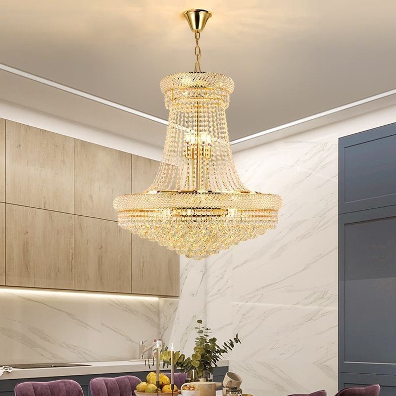 Lámpara colgante de cristal moderna, lámpara de techo decorativa dúplex