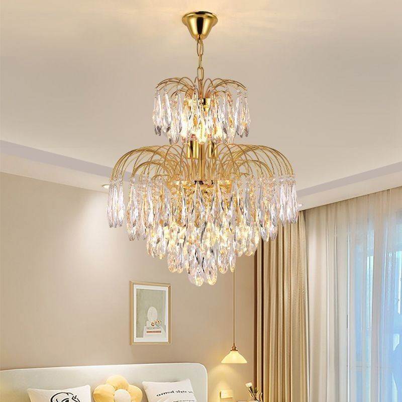 Lámpara colgante de cristal, contemporánea, dúplex, decorativa, de techo