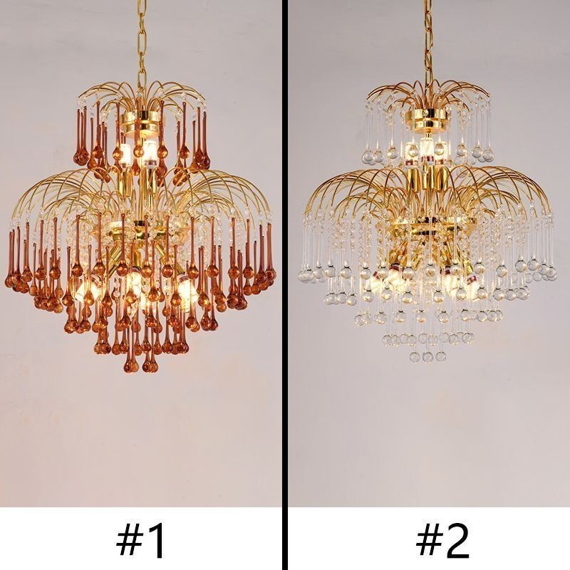 Lámpara colgante de cristal elegante lámpara de techo decorativa dúplex