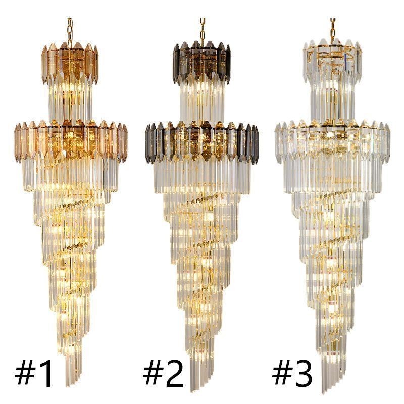 Lámpara colgante de cristal cónico, lámpara de techo decorativa dúplex de lujo