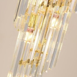 Lámpara colgante de cristal cónico, lámpara de techo decorativa dúplex de lujo