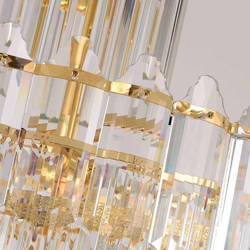 Lámpara colgante de cristal cónico, lámpara de techo decorativa dúplex de lujo