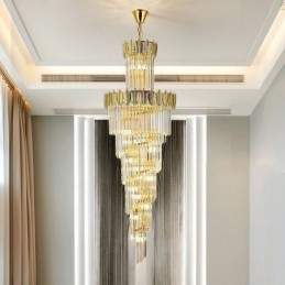 Lámpara colgante de cristal cónico, luz de techo decorativa dúplex