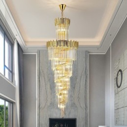 Lámpara colgante de cristal cónico, luz de techo decorativa dúplex