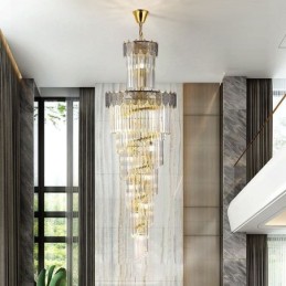 Lámpara colgante de cristal cónico, luz de techo decorativa dúplex