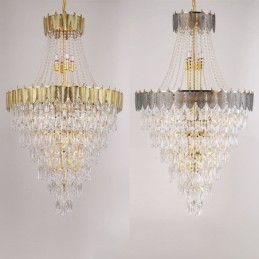 Lámpara colgante de cristal cónico, llamativa lámpara de techo decorativa dúplex