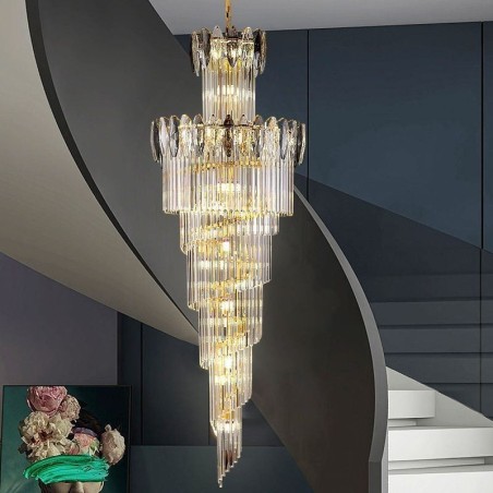 Lámpara colgante de cristal dúplex cónica decorativa de techo de 70 cm Lámpara colgante de cristal dúplex cónica decorativa de techo de 70 cm