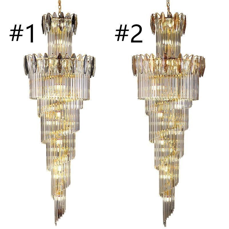 Lámpara colgante de cristal dúplex cónica decorativa de techo de 70 cm