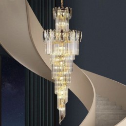 Lámpara colgante de cristal dúplex cónica decorativa de techo de 70 cm