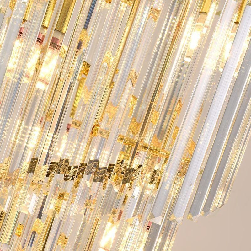 Lámpara colgante de cristal dúplex cónica decorativa de techo de 70 cm