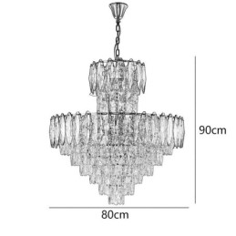 Lámpara colgante de cristal cónico, luz de techo decorativa dúplex de 80 cm