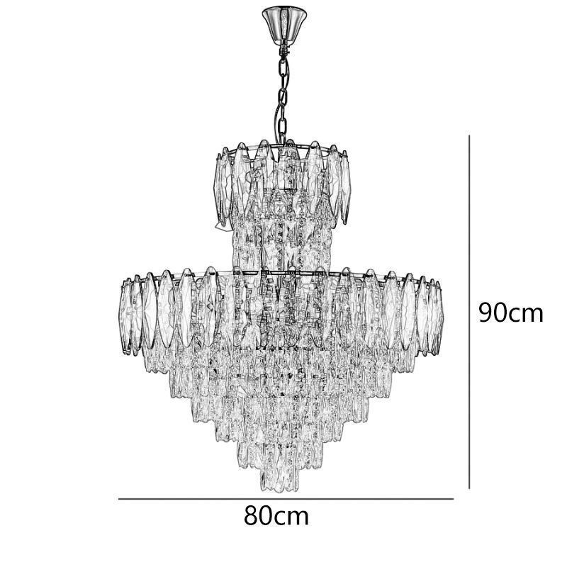 Lámpara colgante de cristal cónico, luz de techo decorativa dúplex de 80 cm