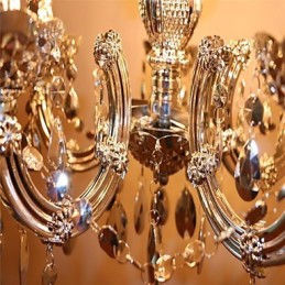 Lámpara de araña moderna de cristal acrílico plateado con 5 luces