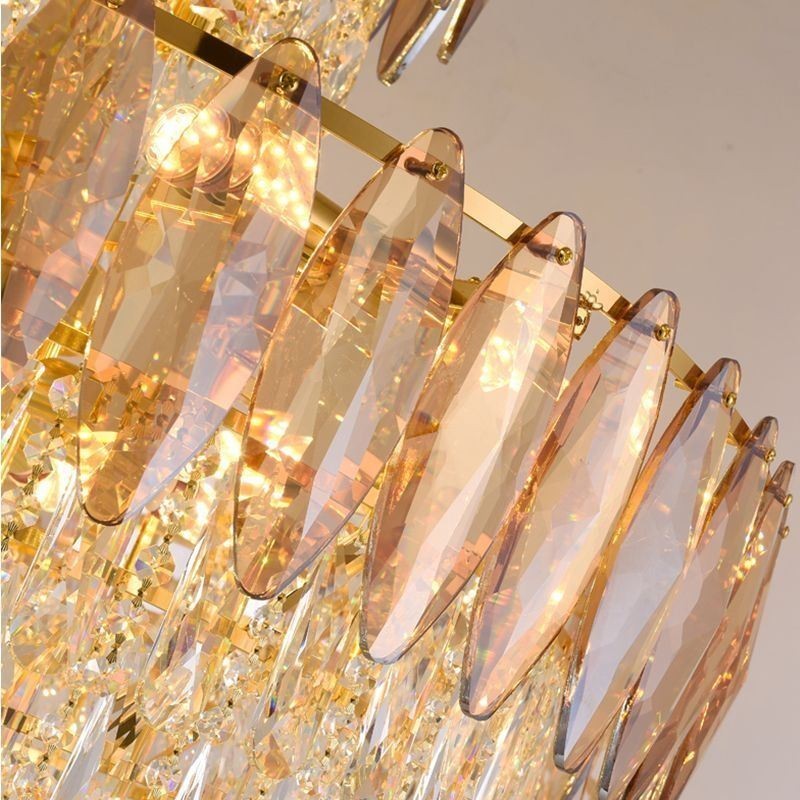 Lámpara colgante de cristal cónico, luz de techo decorativa dúplex de 80 cm