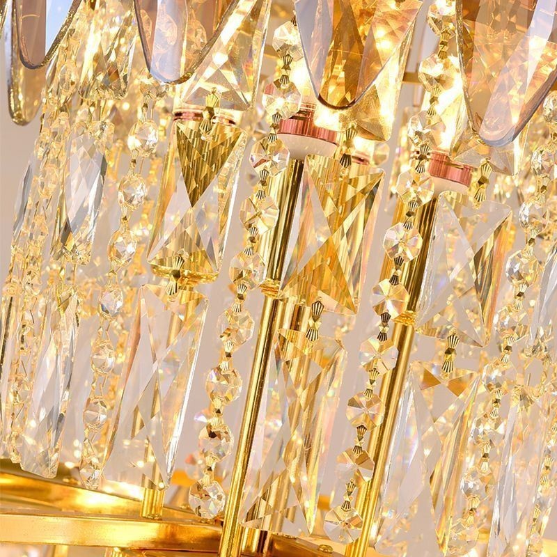 Lámpara colgante de cristal cónico, luz de techo decorativa dúplex de 80 cm