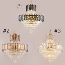 Lámpara colgante de cristal cónico, luz de techo decorativa dúplex