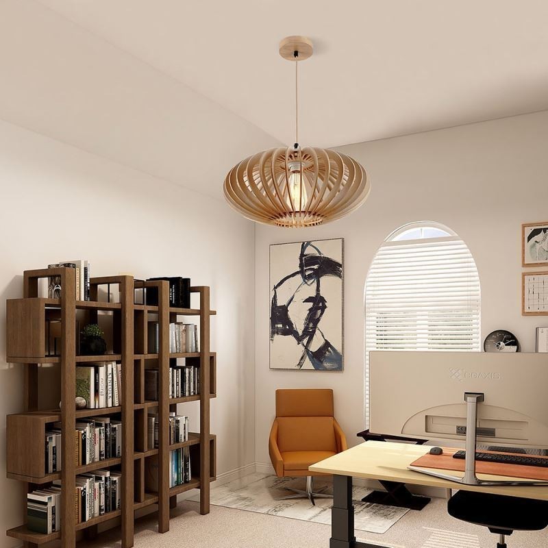 Lámpara de techo de madera de tilo con pantalla ovalada de 17 cm