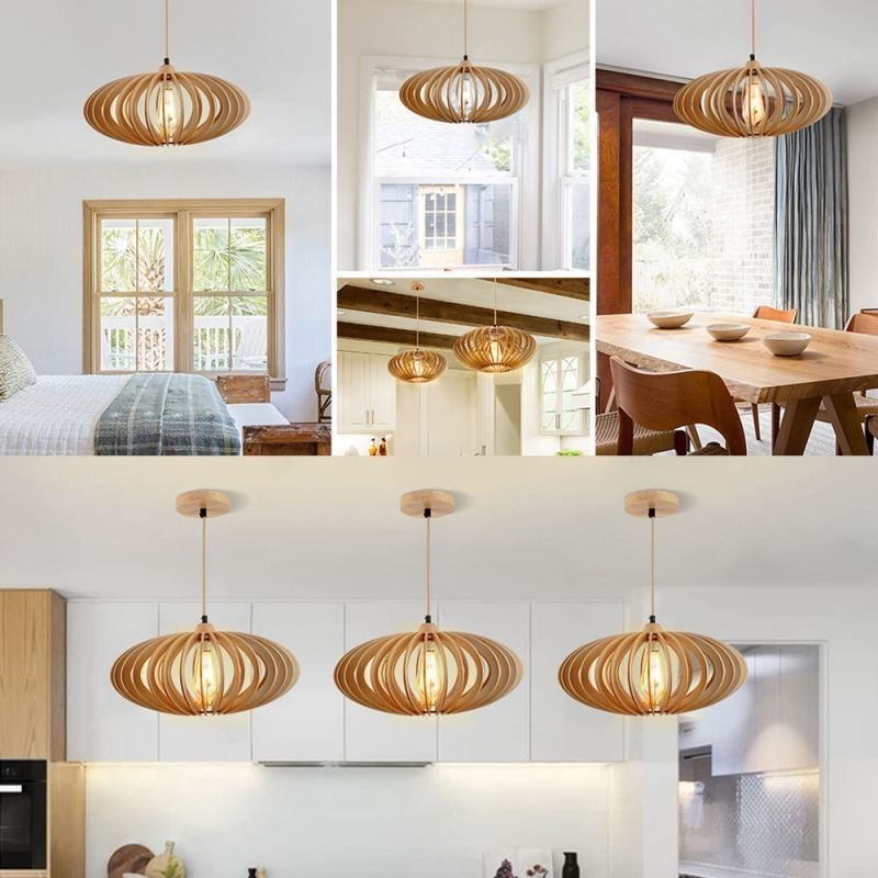 Lámpara de techo de madera de tilo con pantalla ovalada de 17 cm