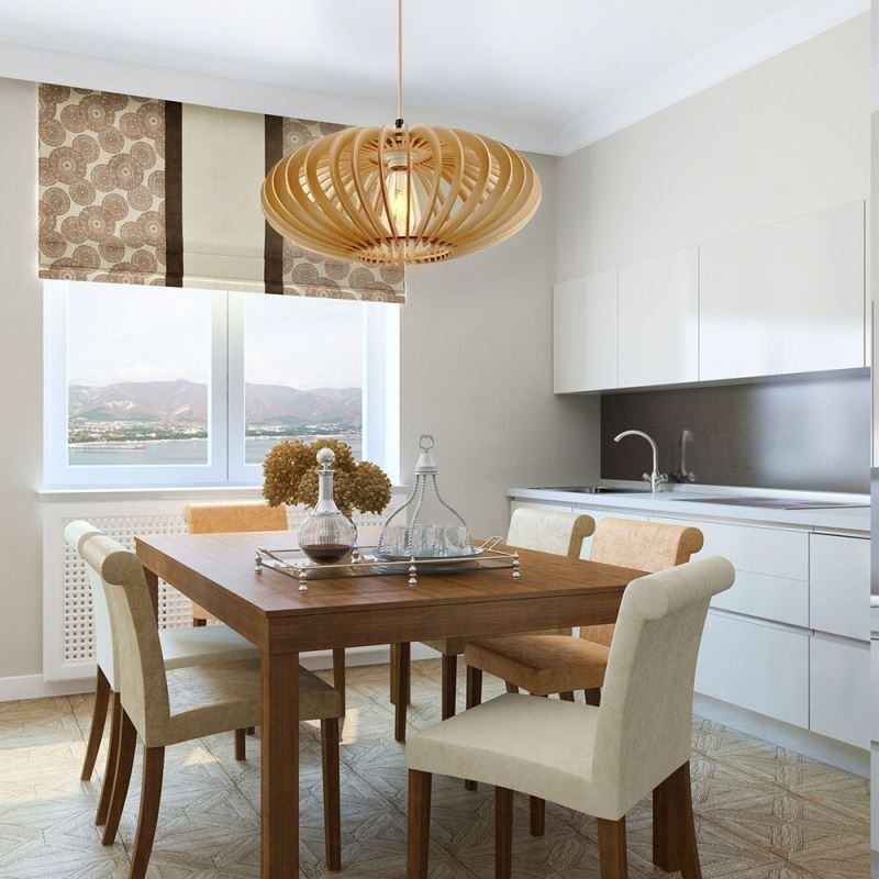 Lámpara de techo de madera de tilo con pantalla ovalada de 17 cm