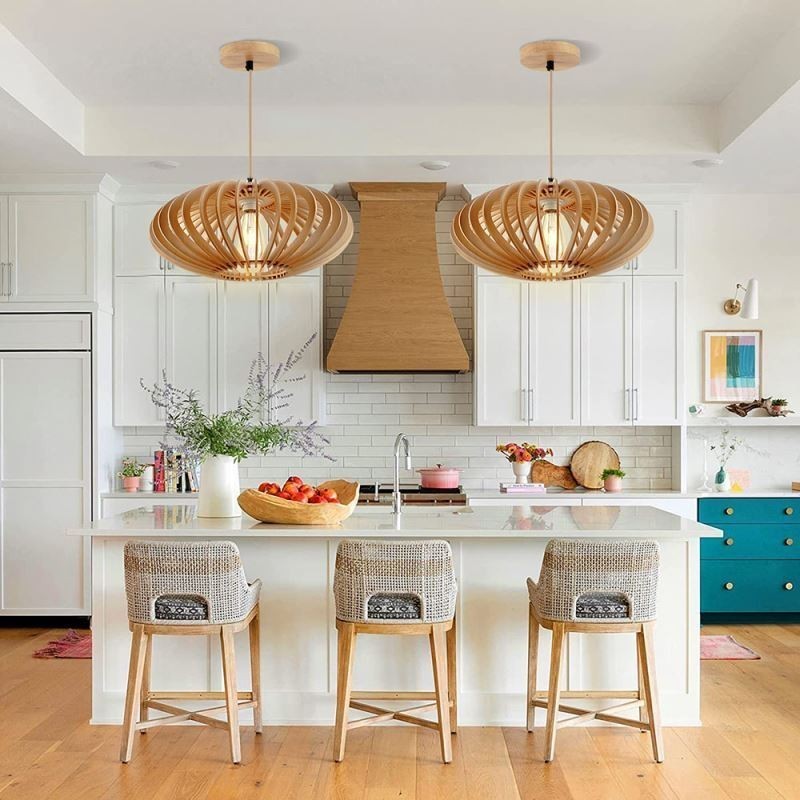 Lámpara de techo de madera de tilo con pantalla ovalada de 17 cm