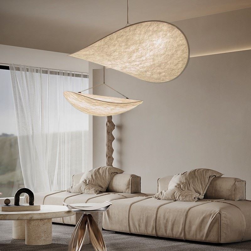 Lámpara de techo colgante de seda decorativa, luz blanca cálida