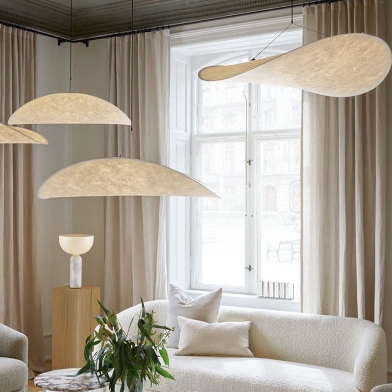 Lámpara de techo colgante de seda decorativa, luz blanca cálida