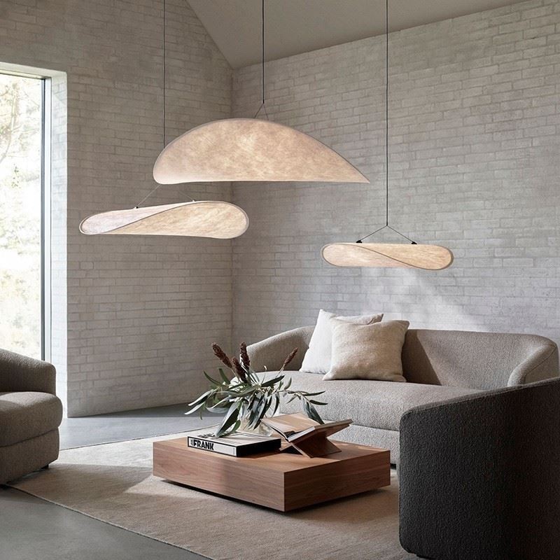 Lámpara de techo colgante de seda decorativa, luz blanca cálida