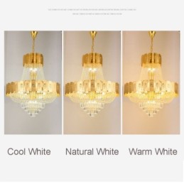 Lámpara colgante de cristal dorado, elegante y decorativa.