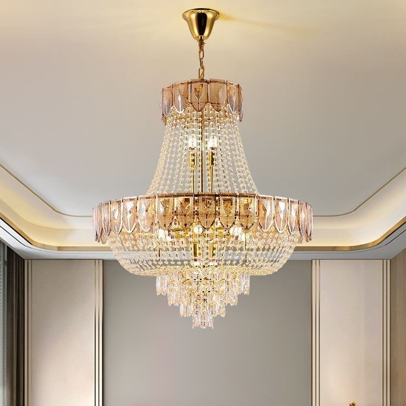 Lámpara colgante de cristal, lámpara de techo decorativa de lujo