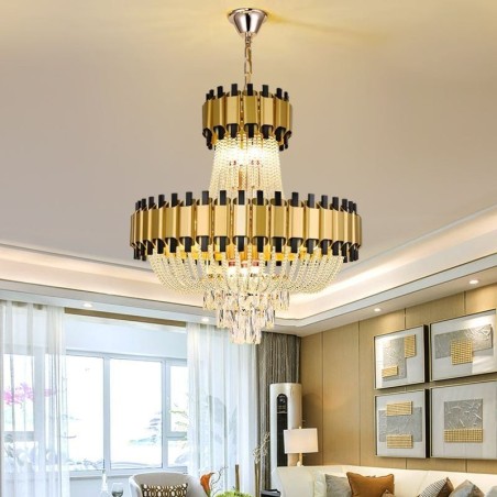 Lámpara colgante de cristal dorada de lujo, lámpara de techo decorativa Lámpara colgante de cristal dorada de lujo, lámpara de techo decorativa
