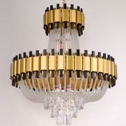 Lámpara colgante de cristal dorada de lujo, lámpara de techo decorativa