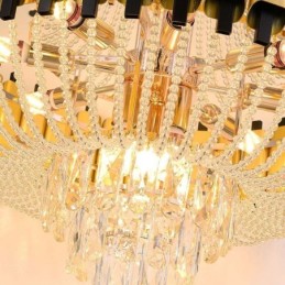Lámpara colgante de cristal dorada de lujo, lámpara de techo decorativa