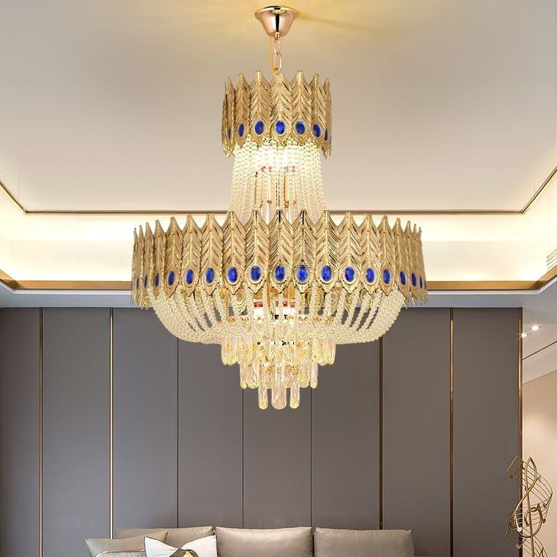 Lámpara colgante de cristal de lujo, lámpara de techo decorativa de 60 cm