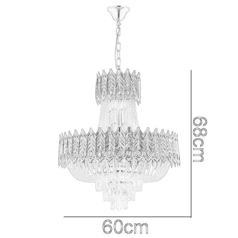 Lámpara colgante de cristal de lujo, lámpara de techo decorativa de 60 cm