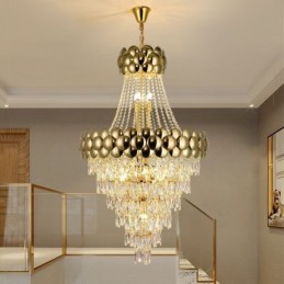 Lámpara colgante de cristal galvanizado dorado dúplex de lujo decorativa de 80 cm