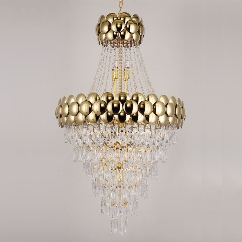 Lámpara colgante de cristal galvanizado dorado dúplex de lujo decorativa de 80 cm