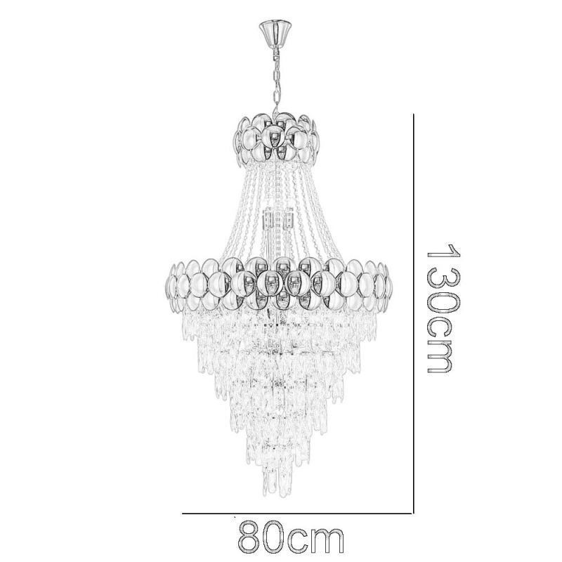 Lámpara colgante de cristal galvanizado dorado dúplex de lujo decorativa de 80 cm