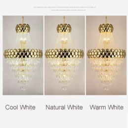 Lámpara colgante de cristal galvanizado dorado dúplex de lujo decorativa de 80 cm
