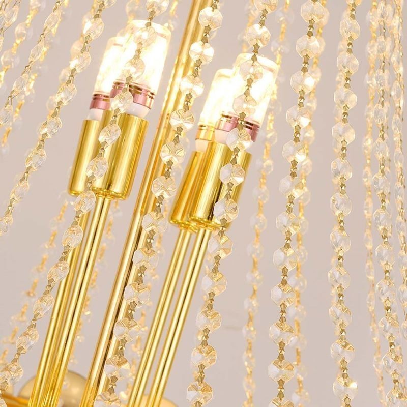 Lámpara colgante de cristal galvanizado dorado dúplex de lujo decorativa de 80 cm