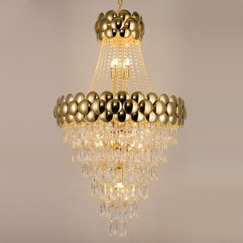 Lámpara colgante de cristal galvanizado dorado dúplex de lujo decorativa de 80 cm