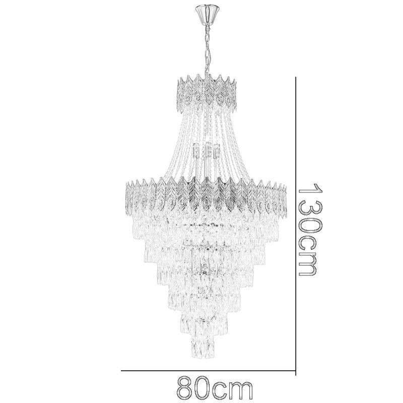 Lámpara colgante de cristal, sofisticada y lujosa, de 80 cm.