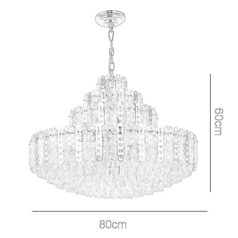 Lámpara colgante de cristal de lujo con lámina de hierro dorada calada – Ideal para el cuarto piso