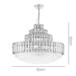 Lámpara colgante de cristal de cuatro capas, lámpara de techo decorativa de lujo de 80 cm