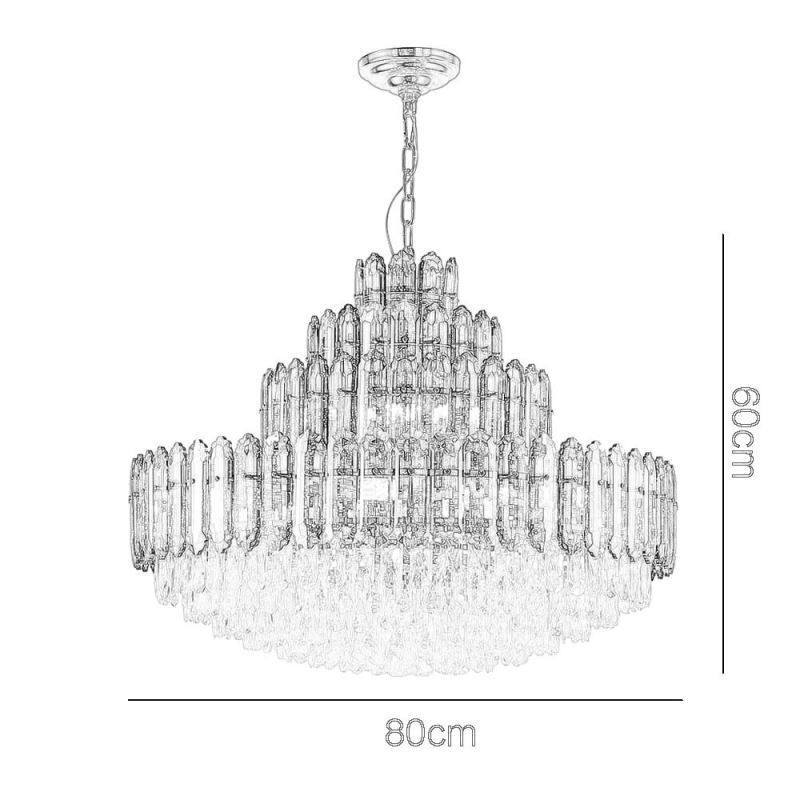 Lámpara colgante de cristal de cuatro capas, lámpara de techo decorativa de lujo de 80 cm