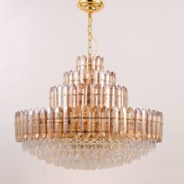 Lámpara colgante de cristal de cuatro capas, lámpara de techo decorativa de lujo de 80 cm