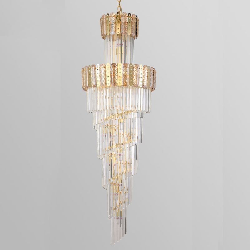 Lámpara colgante de cristal dorado, lujosa y decorativa, 60 x 180 cm de alto.