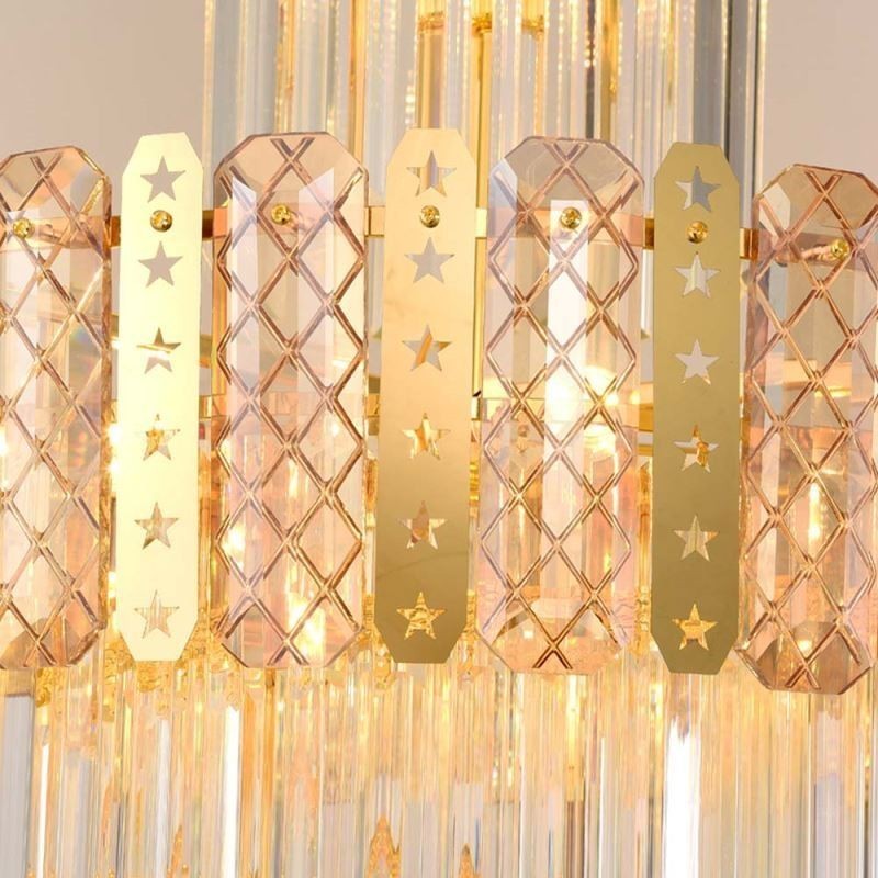Lámpara colgante de cristal dorado, lujosa y decorativa, 60 x 180 cm de alto.