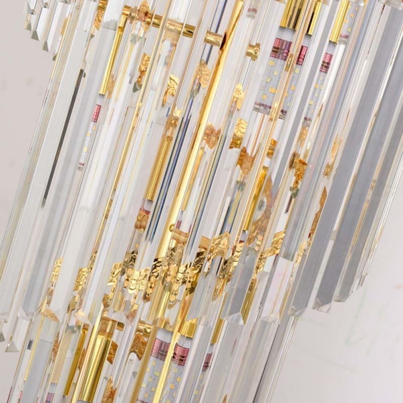 Lámpara colgante de cristal dorado, lujosa y decorativa, 60 x 180 cm de alto.